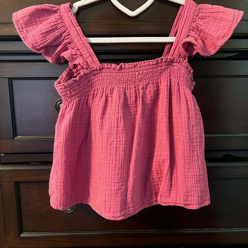 GAP Girls Pink Ruffle Sleeve Top & Wide Leg Pants Set